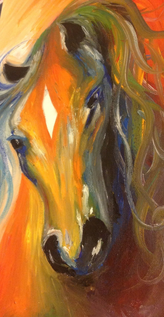 Abstract horse head in oils