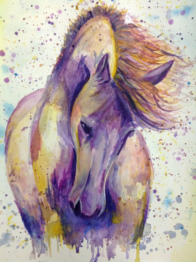 Windy day Watercolour of a horse