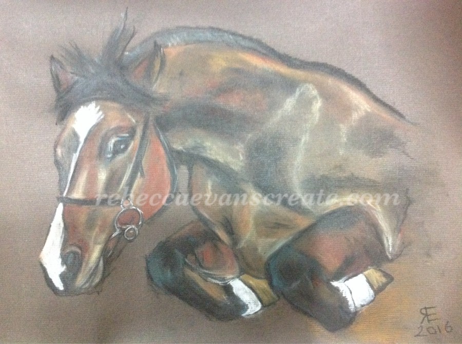 Pony jumping pastel rebecca evans create art