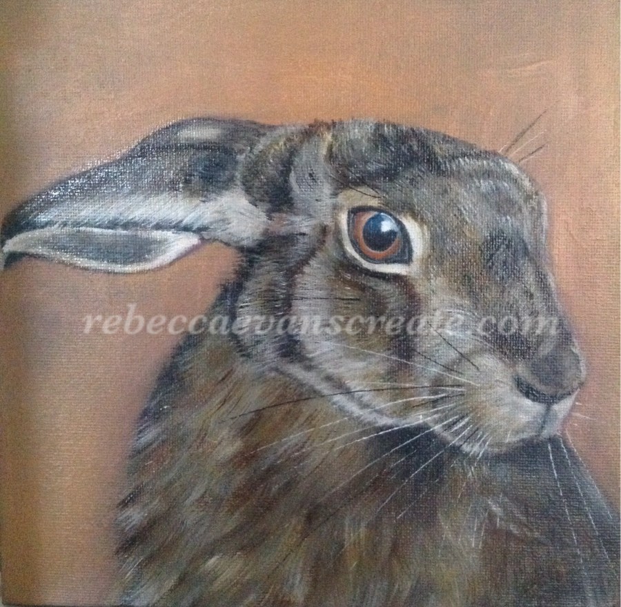 Oil painting of hare rebecca evans create art