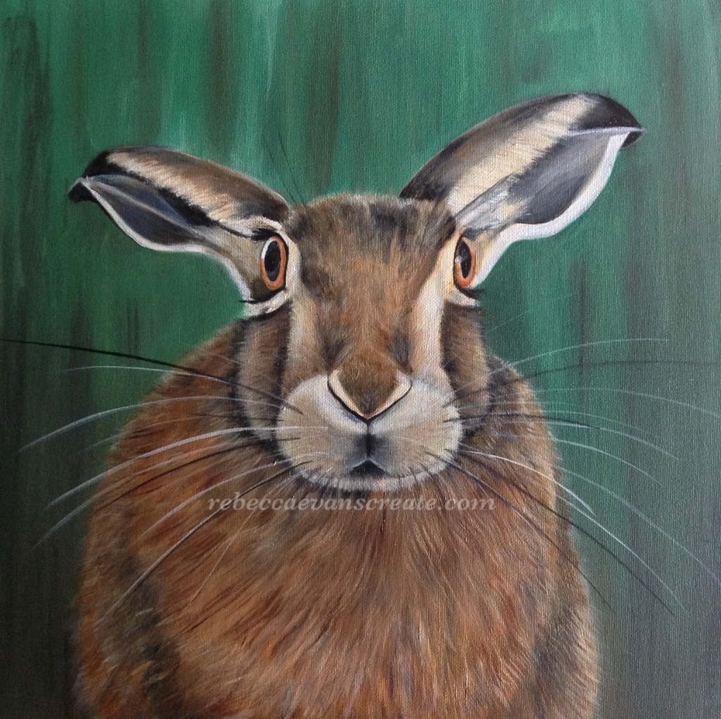 Oil painting of hare rebecca evans create art