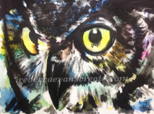 'Awakening the colours of the night' Watercolour and black Indian ink, applied with brush