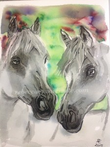 'Eternal' second brusho attempt, quick horses, and candle wax resist, plus Indian ink
