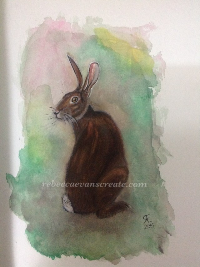 Miniature hare watercolour