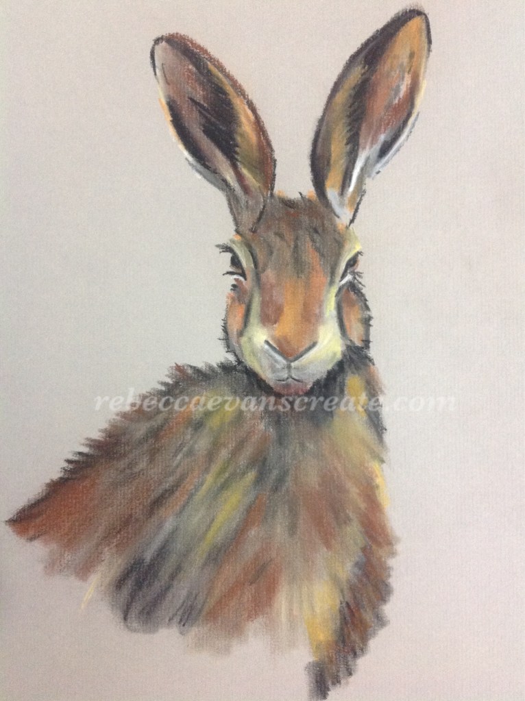 Pastel hare painting
