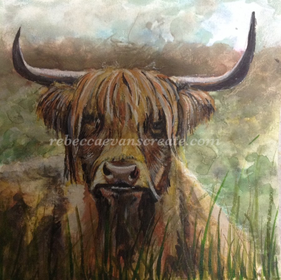 Otis highland cow painting ms trust rebecca evans create art