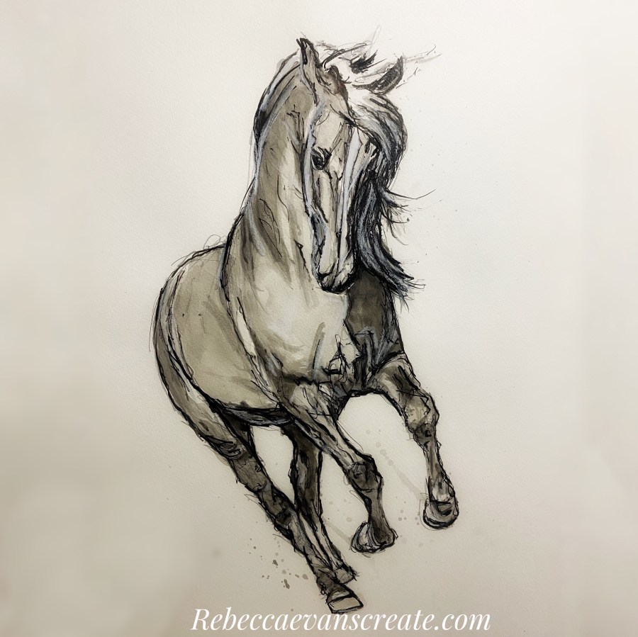 Horse sketch ink on watercolour paper
