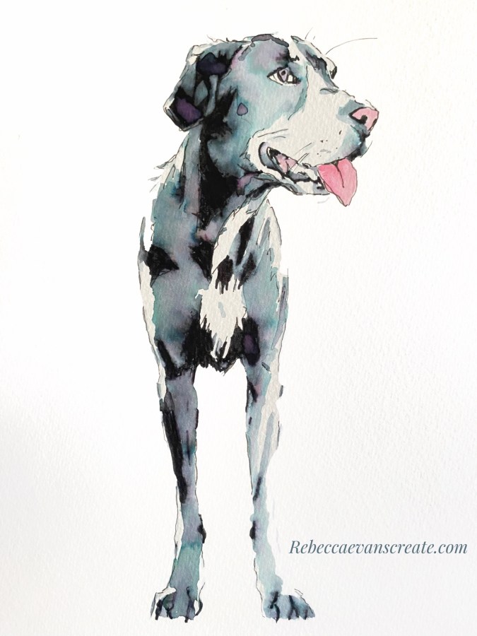 Ink with chromatic effects dog