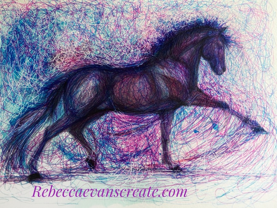 Scribble art using biro, horse