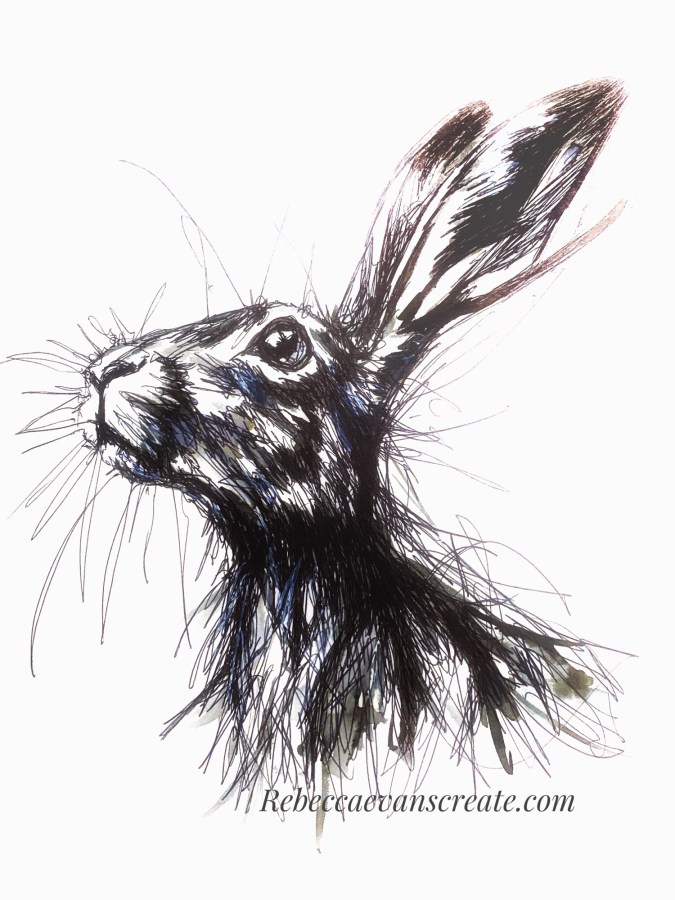 Getting some scribble on, perfect for a ‘hairy hare’ add a bit of ink and he is done.