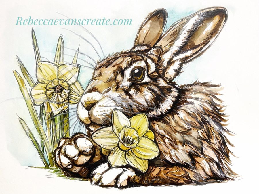 Spring Hare- watercolour